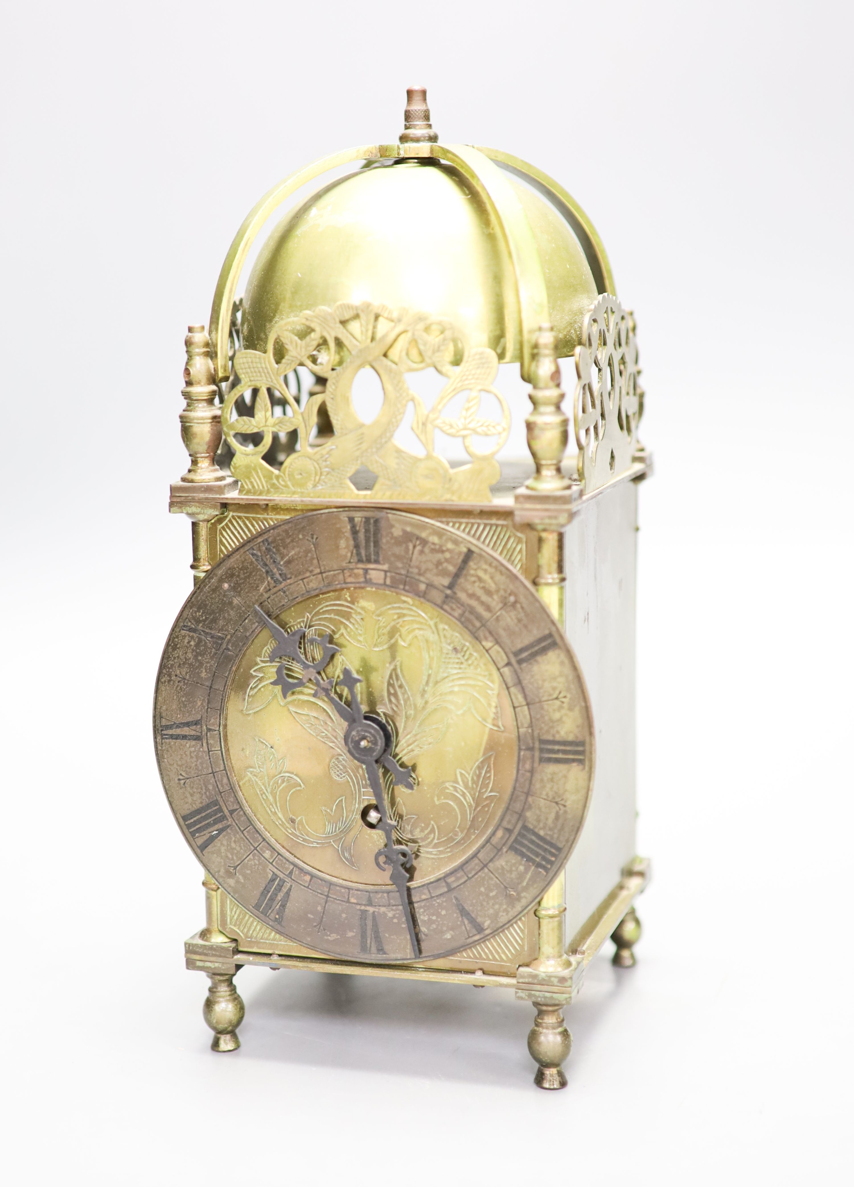 A Reproduction brass lantern timepiece 27.5cm